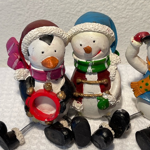 Holiday Christmas Santa/Snowman & Snowman/Penguin Spring Legged Shelf Sitter - Picture 4 of 9